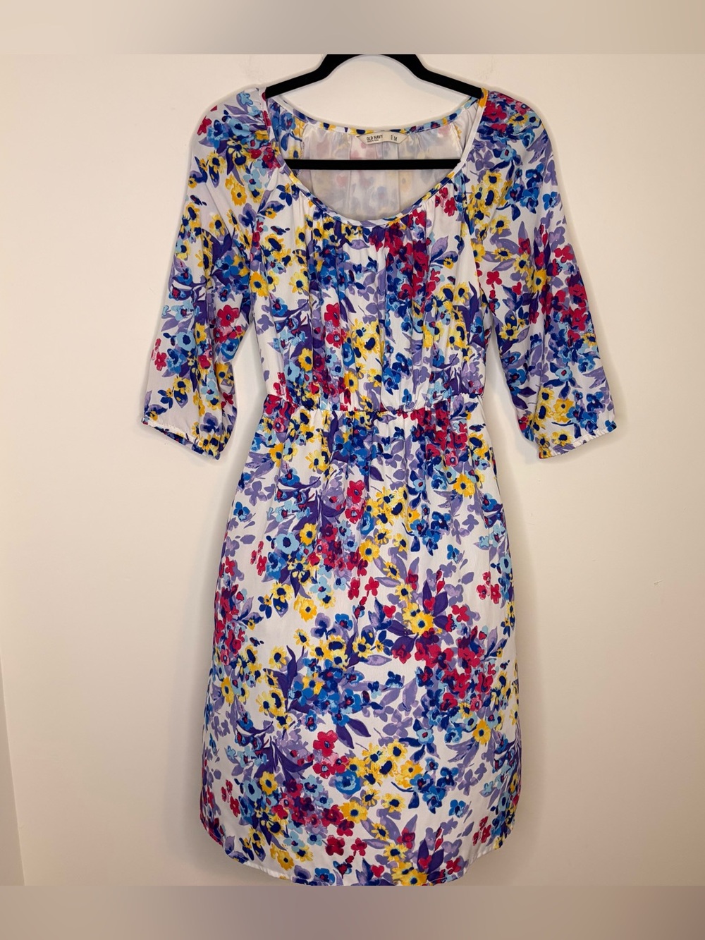 Old Navy White Floral Scoop-Neck Midi Dress Size Medium